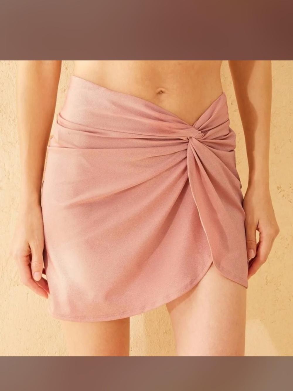 NEW Shade & Shore Rose Pink Knot-Front Swim Coverup Mini